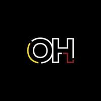 Abstract letter OH logo design with line connection for technology and digital business company. vector