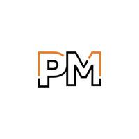 Abstract letter PM logo design with line connection for technology and digital business company. vector