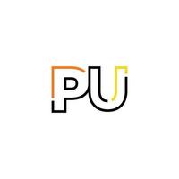 Abstract letter PU logo design with line connection for technology and digital business company. vector