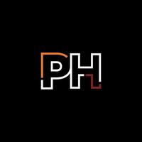 Abstract letter PH logo design with line connection for technology and digital business company. vector