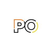 Abstract letter PO logo design with line connection for technology and digital business company. vector