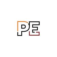 Abstract letter PE logo design with line connection for technology and digital business company. vector