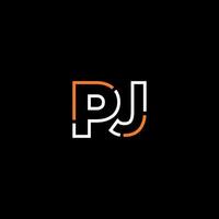 Abstract letter PJ logo design with line connection for technology and digital business company. vector