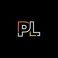 Abstract letter PL logo design with line connection for technology and digital business company. vector