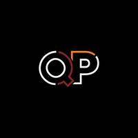 Abstract letter QP logo design with line connection for technology and digital business company. vector