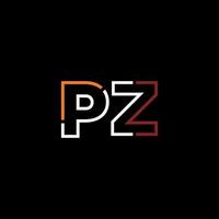 Abstract letter PZ logo design with line connection for technology and digital business company. vector