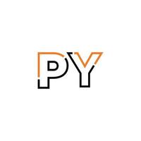 Abstract letter PY logo design with line connection for technology and digital business company. vector