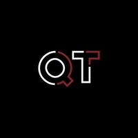 Abstract letter QT logo design with line connection for technology and digital business company. vector