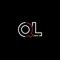 Abstract letter QL logo design with line connection for technology and digital business company. vector