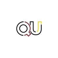 Abstract letter QU logo design with line connection for technology and digital business company. vector