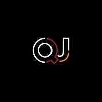 Abstract letter QJ logo design with line connection for technology and digital business company. vector