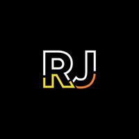 Abstract letter RJ logo design with line connection for technology and digital business company. vector