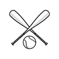 Baseball bat with baseball ball vector icon