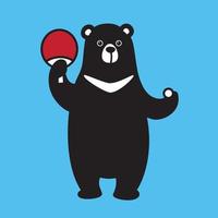 bear vector polar icon logo cartoon ping pong illustration character