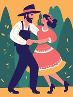 couple dancing at festa junina vector