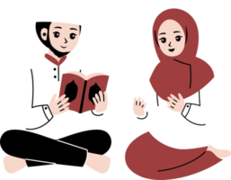 muslim people read quran illustration png