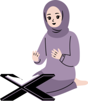 moslim mensen lezen koran illustratie png