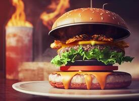 Rustic Beef Burger. Illustration photo