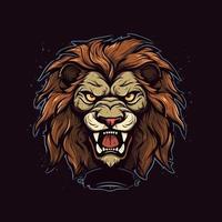 un logo de un enojado león cabeza, diseñado en esports ilustración estilo vector