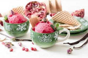 Pomegranates ice cream photo