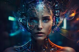 Artificial intelligence system ChatGPT, Chat Bot AI , smart robot technology Ai Chat GPT, application software. Generative AI photo