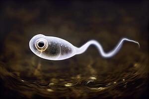 Tadpole on dark green background, macro. photo