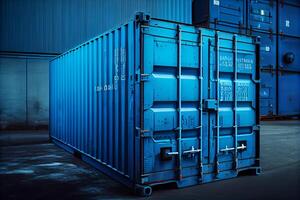 Cargo container at the logistics warehouse. photo