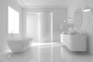 luxury bathroom interior in white tones. Minimalism. photo