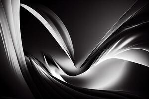 Wave pattern, black and white smooth abstract art. Picture on the wall in a picture gallery. photo