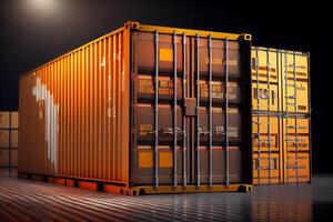 Cargo container at the logistics warehouse. Generative AI photo