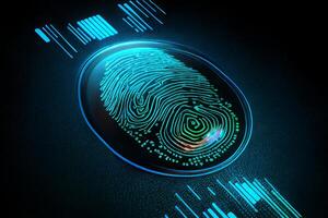 Fingerprint scanning, biometric identification and security login. Generative AI photo