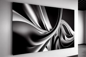 Wave pattern, black and white art. Picture on the wall in a picture gallery. photo