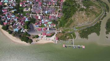 Aerial view look down jetty Kuala Muda, Kedah video