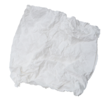 Single screwed or crumpled tissue paper or napkin in strange shape after use in toilet or restroom isolated with clipping path in png format