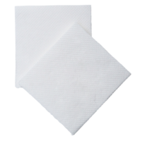 Two folded pieces of white tissue paper or napkin in stack tidily prepared for use in toilet or restroom isolated with clipping path in png format