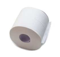 Single roll of white tissue paper or napkin isolated with clipping path and shadow in png format