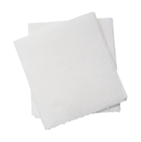 Two folded pieces of white tissue paper or napkin in stack tidily prepared for use in toilet or restroom isolated with clipping path in png format