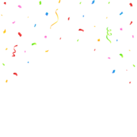 Realistic confetti and tinsel falling PNG background. Simple multicolor confetti PNG element. Colorful confetti isolated on transparent background. Carnival elements. Birthday party celebration.