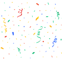 Realistic confetti background PNG. Multicolor celebration confetti ribbon falling. Colorful bright confetti isolated on transparent background. Festival elements PNG. Birthday celebration. png