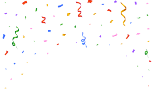 Confetti PNG for the carnival background. Multicolor party tinsel and confetti falling. Colorful confetti isolated on a transparent background. Festival elements PNG. Birthday celebration.