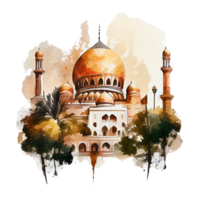 hermosa mezquita acuarela diseño ilustración ai generado png