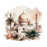 Beautiful Mosque Watercolor Design Illustration png