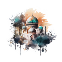 magnifique mosquée aquarelle conception illustration ai généré png