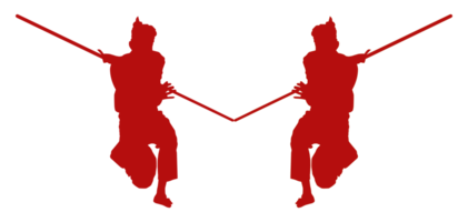 Silhouette of Pencak Silat Athlete, Pencak Silat is Martial Art from Indonesia. Format PNG