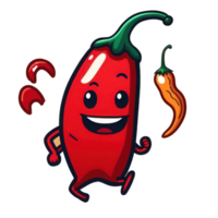 cute happy red chili pepper character . AI Generated png