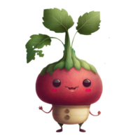 cute happy radish character . AI Generated png