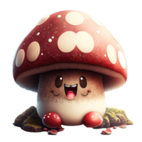 cute happy mushroom character . AI Generated png