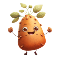 cute happy sweet potato character . AI Generated png