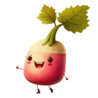 cute happy radish character . AI Generated png