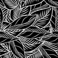 Monochrome leaves vintage engraved style seamless pattern Simple leaf background vector